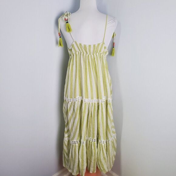 Cynthia Rowley Striped Linen Blend Maxi Dress, Size Medium - Picture 3 of 8